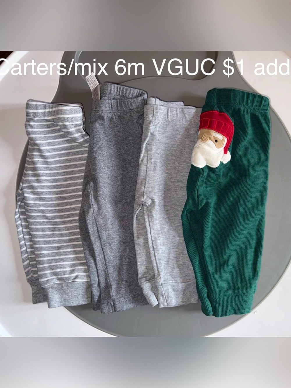 Carter's Green Santa Pocket Ribbed Joggers with Gray Mix